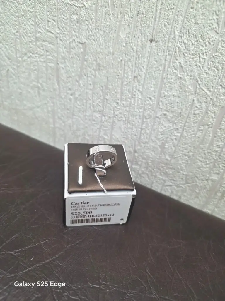 Cartier 18K白金Love系列6粒鑽石戒指 58號