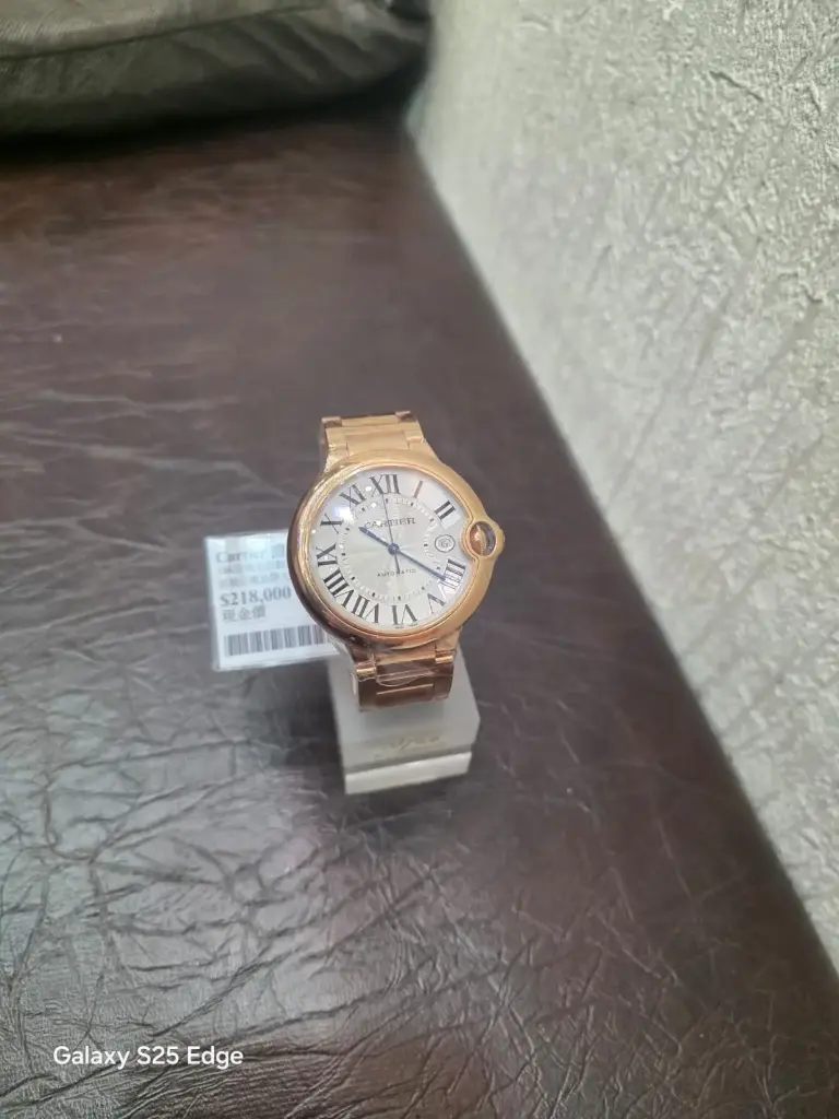 Cartier 證 18K玫瑰金自動日原裝玫瑰金帶